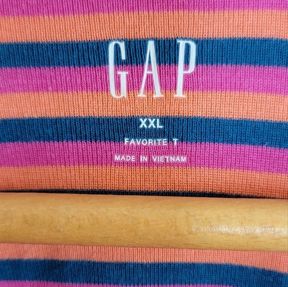 NWT Gap | Pink Navy Orange Striped Long Sleeve V-neck Favorite Tee Size XXL - Picture 2 of 4